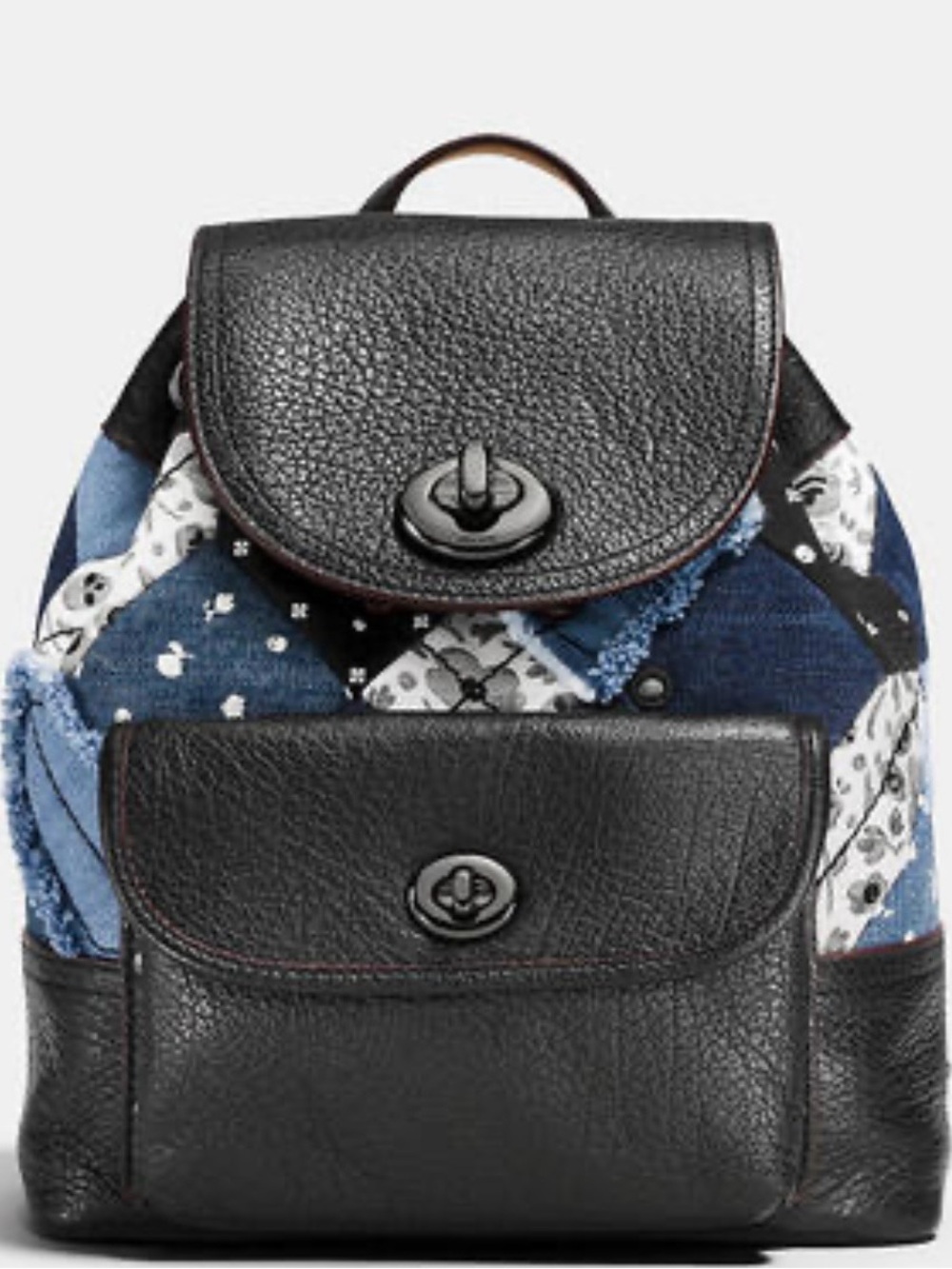 Coach Canyon Quilt Denim Patchwork Turnlock Rucksack Backpack